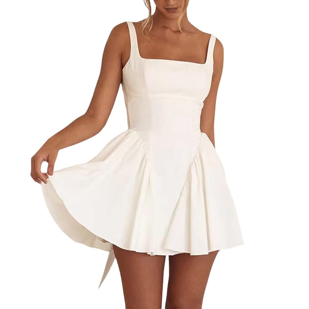 Mini Dress for Women Sexy Backless Halter Bowknot Evening